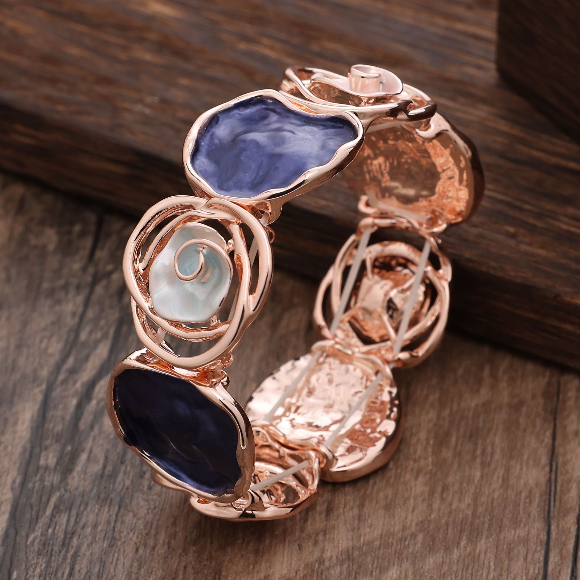 Wholesale Rose Flower Hollow Stitching Alloy Bracelet